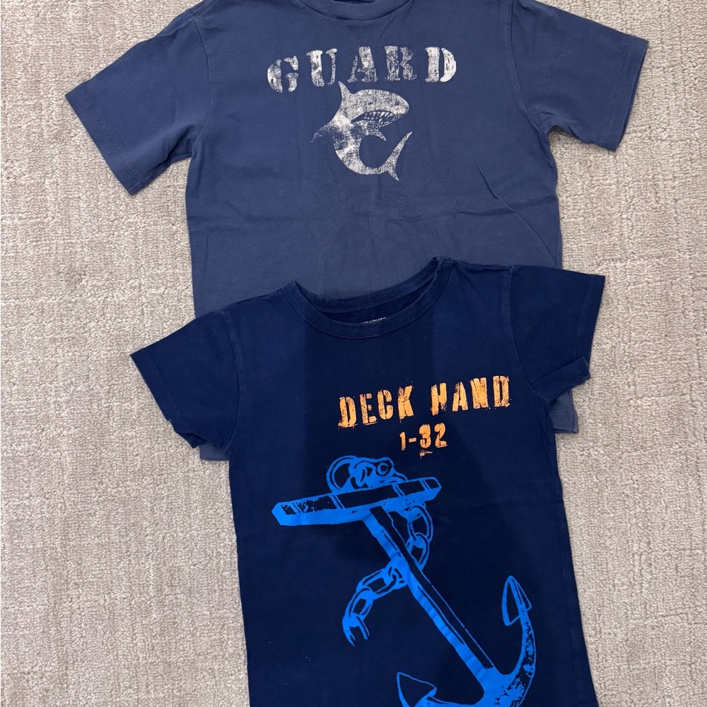 Lot of 2 Crewcuts boys summer nautical t shirts size 4 / 5 gently used condition
